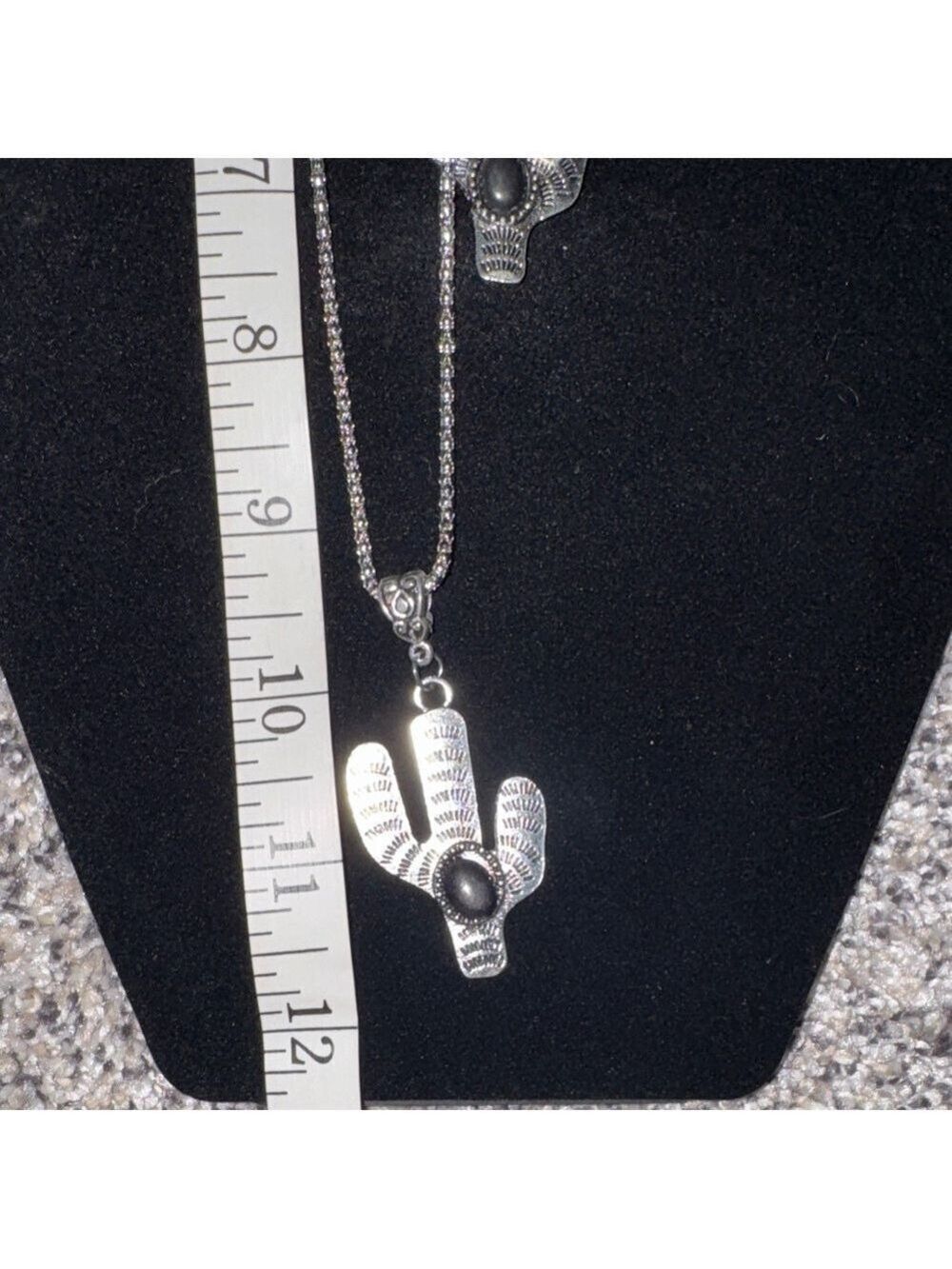 Western Black Cactus Jewelry Set Necklace Earrings Southwest Boho - Picture 6 of 6